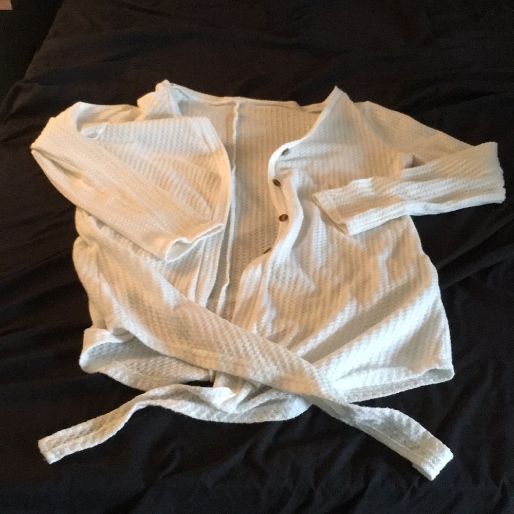 White tie front cardigan